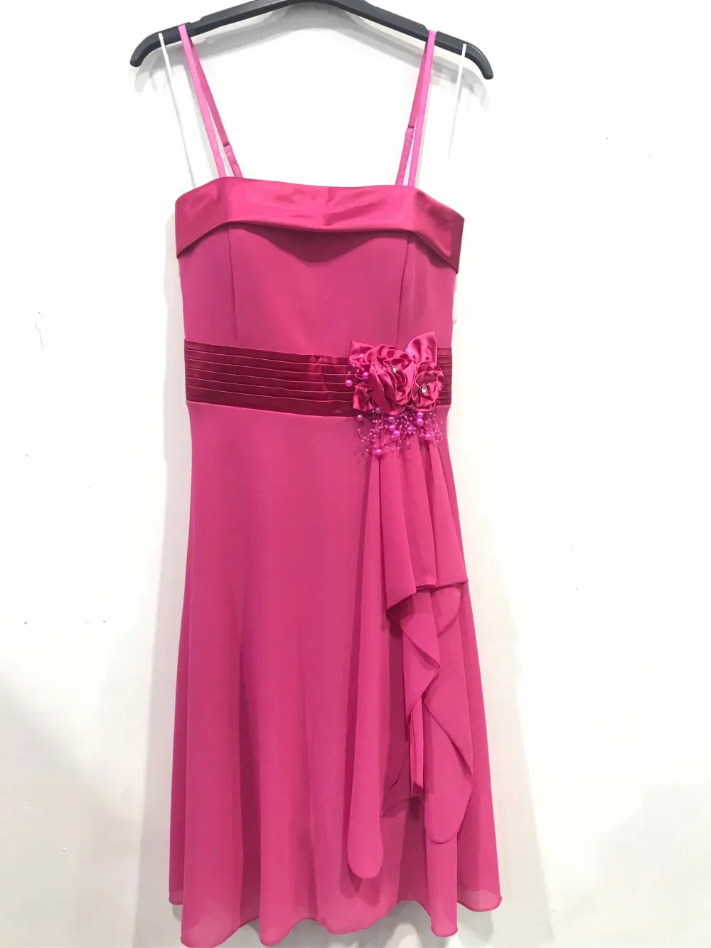 Šaty elegantní na ramínka dámské (S/M ONE SIZE) ITALSKÁ MÓDA IMPSH24C993 tmavo ružová S / M