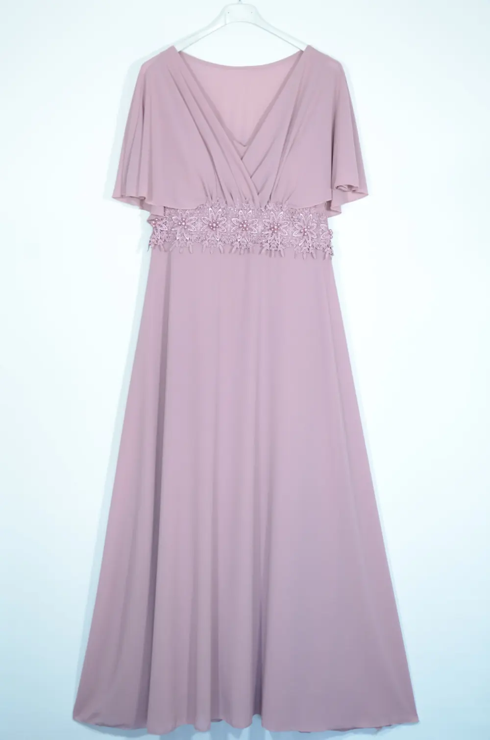 Šaty dlouhé elegantní krátký rukáv dámské (S/M ONE SIZE) ITALSKÁ MÓDA IMPSH24X17158L ružová S / M