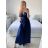 Šaty dlouhé společenské na ramínka dámské (S/M ONE SIZE) ITALSKÁ MÓDA IMPSH245192/DU kr. modrá S/M