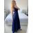 Šaty dlouhé společenské na ramínka dámské (S/M ONE SIZE) ITALSKÁ MÓDA IMPSH245192/DU kr. modrá S/M
