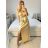 Šaty dlhé spoločenské na ramienka dámske (S/M ONE SIZE) TALIANSKA MÓDA IMPSH236505/DUR černá S/M/L