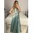 Šaty elegantné spoločenské dlhé na ramienka dámske (S/M ONE SIZE) TALIANSKA MÓDA IMPSH2280608/DU -   svetlozelená -   S / M