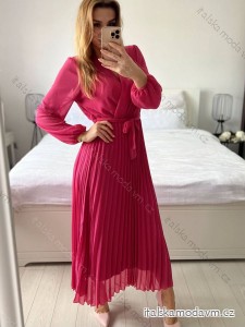 Šaty elegantné dlhé šifonové dlhý rukáv dámske (S/M ONE SIZE) TALIANSKA MÓDA IM424LEONA