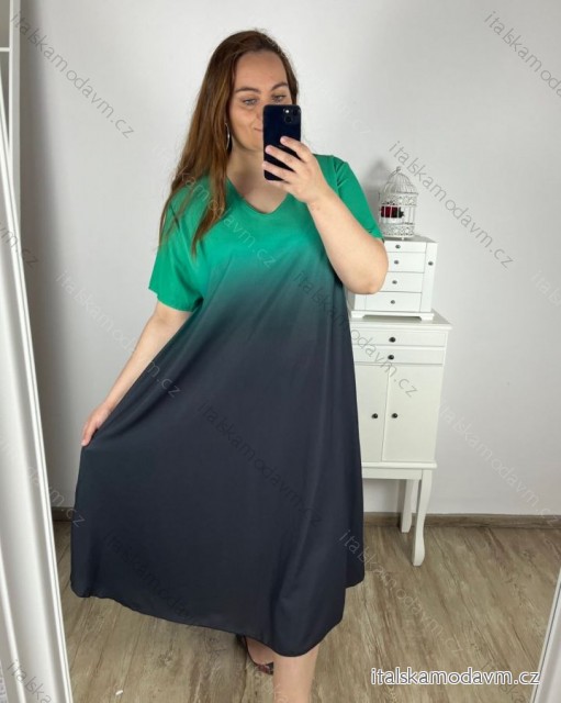 Šaty letné krátky rukáv dámske nadrozmer (3XL/4XL ONE SIZE) TALIANSKA MÓDA IMWQ24076-6/DUR