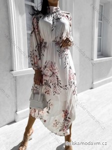 Šaty dlhé elegantné šifónové dlhý rukáv dámske kvet (S/M ONE SIZE) TALIANSKA MÓDA IMWGB232312