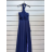 Šaty dlouhé společenské bez rukávu dámské (S/M ONE SIZE) ITALSKÁ MÓDA IMPSH2450106 světle modrá S/M