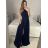 Šaty dlouhé společenské bez rukávu dámské (S/M ONE SIZE) ITALSKÁ MÓDA IMPSH2450106 světle modrá S/M