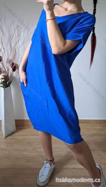 Šaty voľnočasové krátky rukáv dámske nadrozmer (XL/2XL ONE SIZE) TALIANSKA MÓDA IMD24030