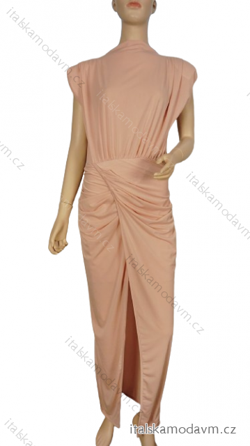 Šaty dlhé elegantné bez rukávov dámske (S/M ONE SIZE) TALIANSKA MÓDA IMWGS241026/DUR - ružová staroružová - S/M