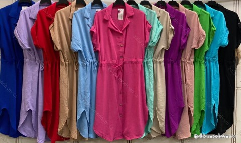 Šaty košeľové krátky rukáv dámske nadrozmer (4XL/5XL ONE SIZE) TALIANSKA MÓDA IMC24175