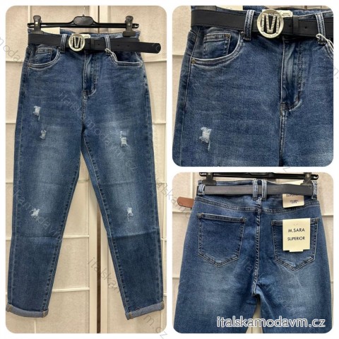 Rifle jeans dlhé dámske (M-3XL) M.SARA MSR24M399-4 modrá XL