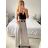 Nohavice dlhé s opaskom dámske (S/M/L ONE SIZE) TALIANSKA MÓDA IMWD24001/DU - šedá svetlá - M/L