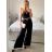 Kalhoty dlouhé s páskem dámské (S/M ONE SIZE) ITALSKÁ MÓDA IMWAD24026/DU -   Černá -   S/M