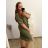 Šaty dlhý rukáv dámske oversize (XL / 4XL ONE SIZE) TALIANSKÁ MÓDA IMM21102 / DR-khaki