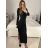 Šaty dlhé elegantný dlhý rukáv dámske (S/M ONE SIZE) TALIANSKA MÓDA IMM23M29700/DU-2   čierna -   S / M