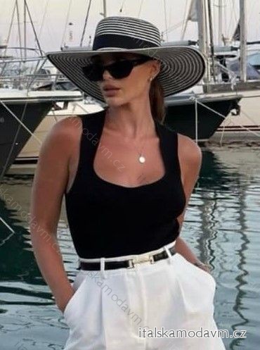 Body elegantní na ramínka dámské (S/M ONE SIZE) ITALSKÁ MÓDA IMM24M30447/DUR -   Černá -   S/M
