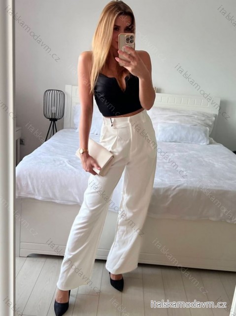 Kalhoty dlouhé elegantní dámské (S-XL) ITALSKÁ MÓDA IMWAA24057/DU -   bílá -   S