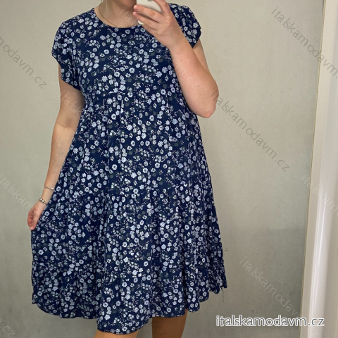 Šaty dlhé letné krátky rukáv dámske (XL / 2XL ONE SIZE) TALIANSKÁ MÓDA IMS21KATY / DR