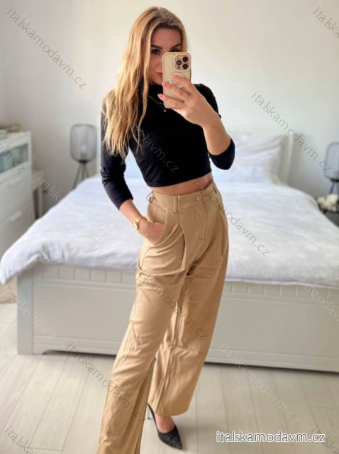 Croptop dlhý rukáv dámsky (S/M ONE SIZE) TALIANSKA MÓDA IMPLP2326064055/DU -   čierna
 -   S / M