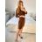 Šaty elegantní dlouhý rukáv dámská (S/M ONE SIZE) ITALSKÁ MÓDA IMM23M8736/DU -   hneda čokoládová -   S / M