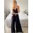 Nohavice dlhé s opaskom dámske (S/M/L ONE SIZE) TALIANSKA MÓDA IMWD24001/DU - šedá svetlá - M/L