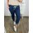 Kalhoty  s páskem dámské nadrozměr (XL/2XL/3XL ONE SIZE) ITALSKá MóDA IM424211/DR 2XL/3XL tmavě modrá