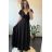 Šaty dlouhé elegantní letní s rukávem s volánky dámské (S/M ONE SIZE) ITALSKÁ MÓDA IM423LAILA Černá