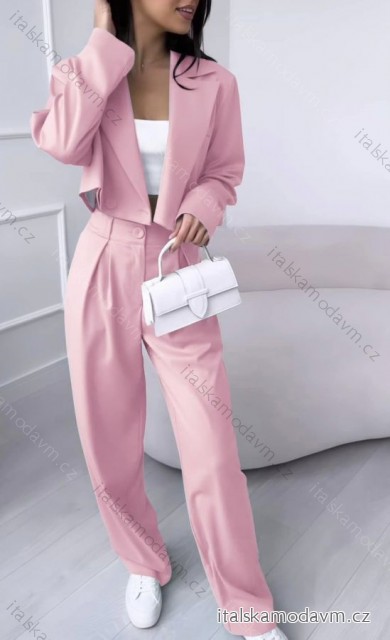 Súprava/komplet elegantné nohavice dlhé a sako dlhý rukáv dámska (S/M ONE SIZE) TALIANSKA MÓDA IMD23204