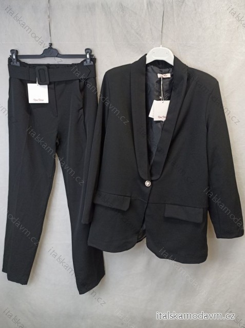 Súprava elegantné sako a nohavice dámska nadrozmer (3XL-6XL) TALIANSKA MÓDA IMWB22590 čierna 4XL