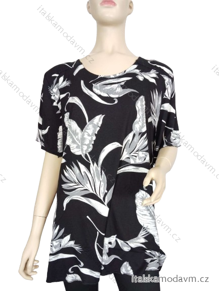 Tunika krátký rukáv dámská nadrozměr (XL-5XL) POLSKÁ MODA PME24DITA/DU -   Černá -   5XL