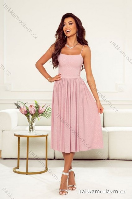 Šaty elegantní na ramínka dámské (34-40) POLSKÁ MÓDA PMLWD24ARIANA-1 růžová 34
