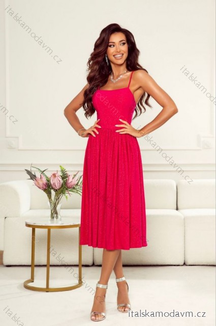 Šaty elegantné na ramienka dámske (34-40) POLSKÁ MÓDA PMLWD24ARIANA-2 červená 40