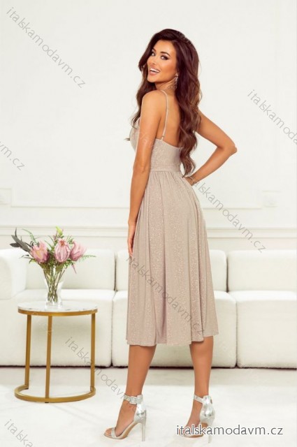 Šaty elegantní na ramínka dámské (34-40) POLSKÁ MÓDA PMLWD24ARIANA-3 béžová 36