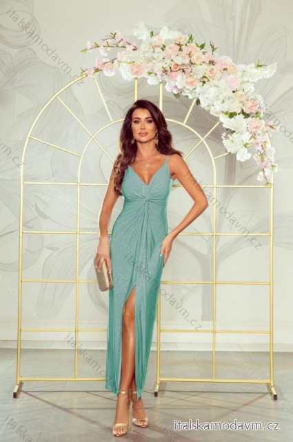 Šaty dlhé elegantné trblietavé na ramienka dámske (34-40) POLSKÁ MÓDA PMLWD24GLORIA-2