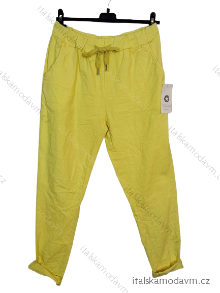 Kalhoty strečové dlouhé dámské (L/XL ONE SIZE) ITALSKá MóDA IMN23030/DU -   žlutá -   L/XL