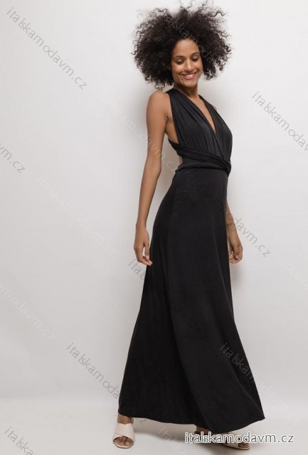 Šaty dlouhé elegantní bez rukávu dámské (38/40 ONE SIZE) ITALSKÁ MÓDA IMPES241781 čierna 