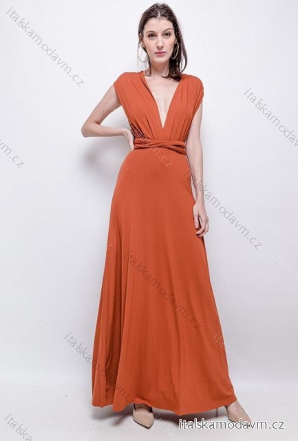Šaty dlouhé elegantní bez rukávu dámské (38/40 ONE SIZE) ITALSKÁ MÓDA IMPES241781 oranžová 