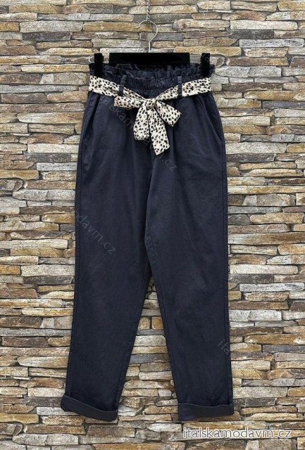 Kalhoty letní s páskem dámské (S/M/L/XL/XXL) ITALSKÁ MÓDA IMPES242441 tmavě modrá XL/2XL