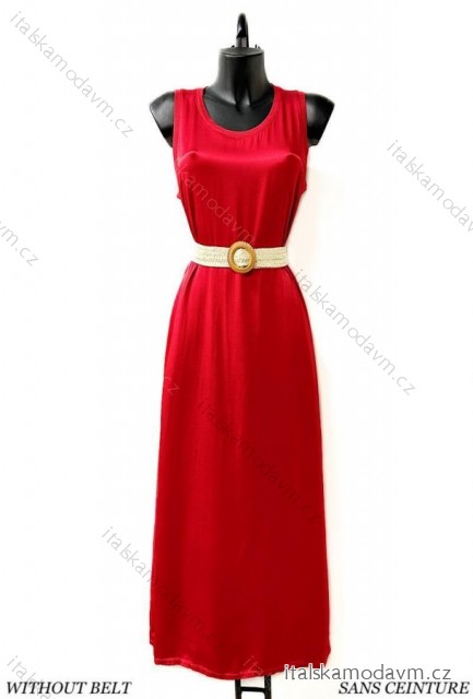 Šaty dlouhé saténové elegantní bez rukávu dámské (38/40 ONE SIZE) ITALSKÁ MÓDA IMPES24A00035 červená 38/40