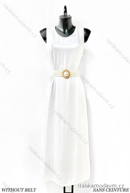 Šaty dlouhé saténové elegantní bez rukávu dámské (38/40 ONE SIZE) ITALSKÁ MÓDA IMPES24A00035 bílá 38/40