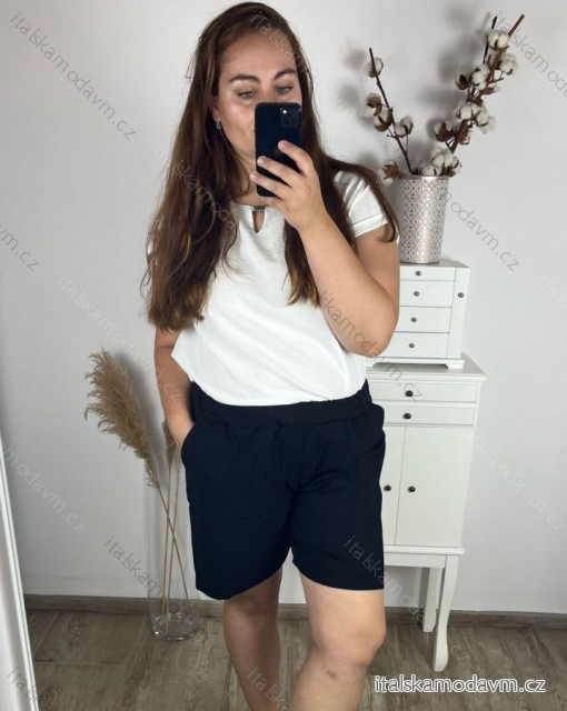 Kraťasy šortky dámske nadrozmer (2XL/3XL/4XL ONE SIZE) TALIANSKA MÓDA IMWQ24114/DR 3XL / 4XL čierna