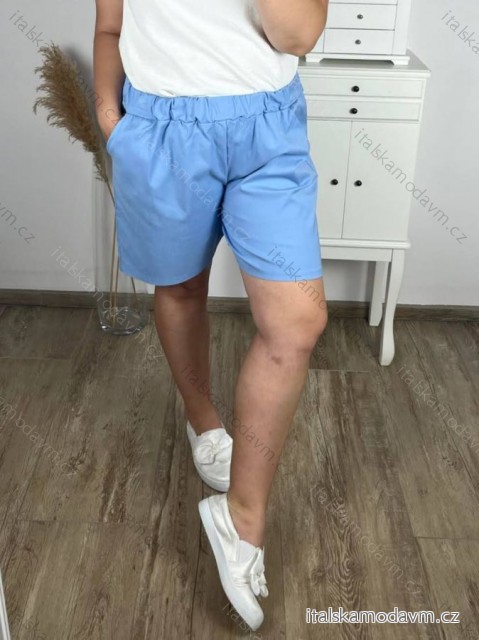 Kraťasy šortky dámske nadrozmer (2XL/3XL/4XL ONE SIZE) TALIANSKA MÓDA IMWQ24114/DR 3XL / 4XL svetlo modrá