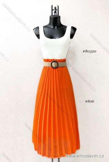 Sukně dlouhá s páskem dámská (38/40 ONE SIZE) ITALSKÁ MÓDA IMPES24806 oranžová 