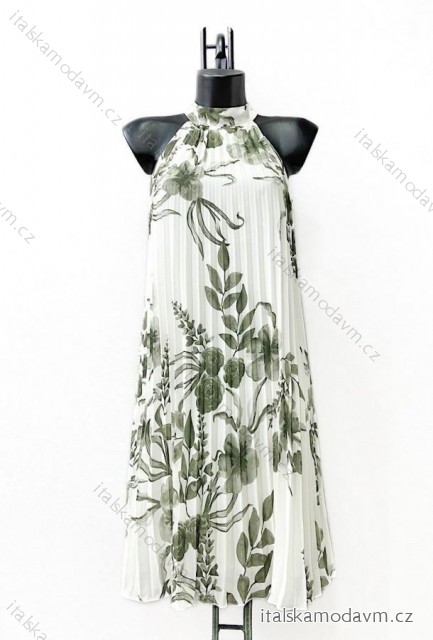 Šaty elegantní bez rukávu dámské (38/40 ONE SIZE) ITALSKÁ MÓDA IMPES2422159 zelená khaki