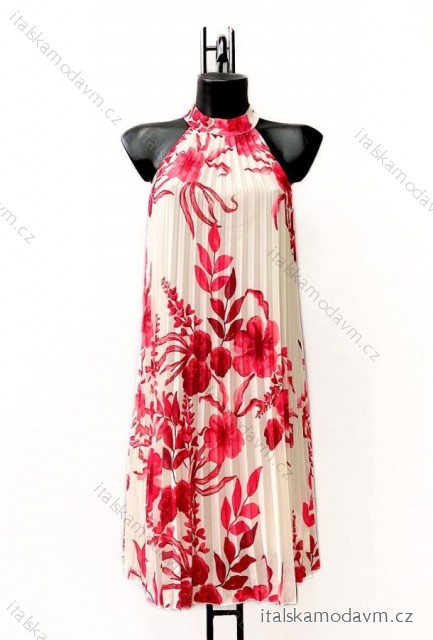 Šaty elegantní bez rukávu dámské (38/40 ONE SIZE) ITALSKÁ MÓDA IMPES2422159 červená
