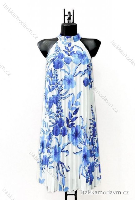 Šaty elegantné bez rukávov dámske (38/40 ONE SIZE) TALIANSKA MÓDA IMPES2422159 modrá azúrová