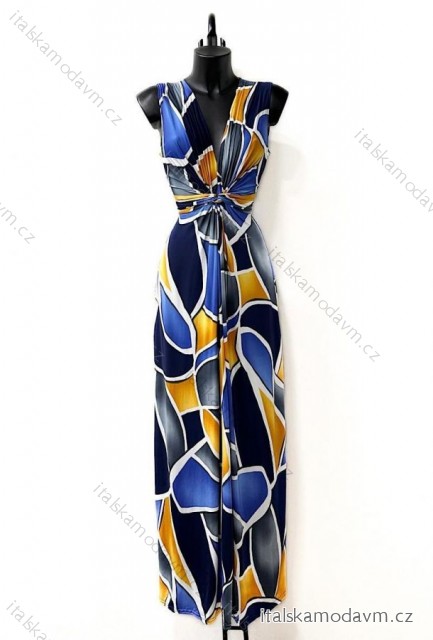 Šaty dlouhé letní elegantní bez rukávu dámské (38/40 ONE SIZE) ITALSKÁ MÓDA IMPES24SHIPOLE tmavo modrá