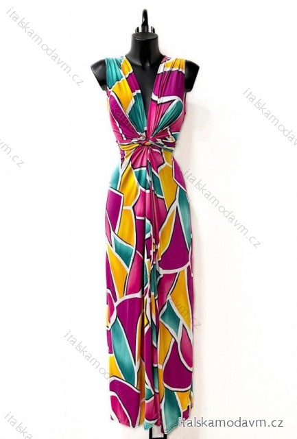 Šaty dlhé letné elegantné bez rukávov dámske (38/40 ONE SIZE) TALIANSKA MÓDA IMPES24SHIPOLE fialová