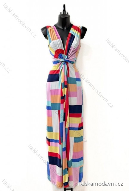 Šaty dlhé letné elegantné bez rukávov dámske (38/40 ONE SIZE) TALIANSKA MÓDA IMPES24SHIPOLE červená