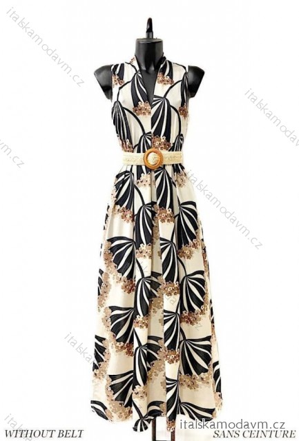 Šaty dlouhé elegantní bez rukávu dámské (38/40 ONE SIZE) ITALSKÁ MÓDA IMPES249289-3 béžová 38/40